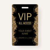 Badge Black Gold Glitter Event VIP All Access Pass ID  (Dos)