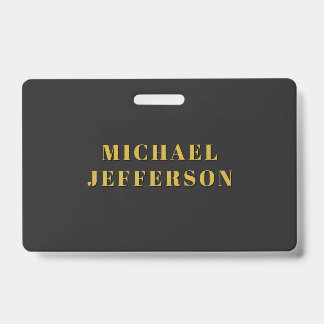 Badge Black & Gold Minimalist Plain Modern Own Name