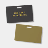 Badge Black & Gold Minimalist Plain Modern Own Name (Avant & arrière)