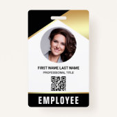 Badge Black Gold Nom Photo QR Code Carte d'identité de l (Devant)