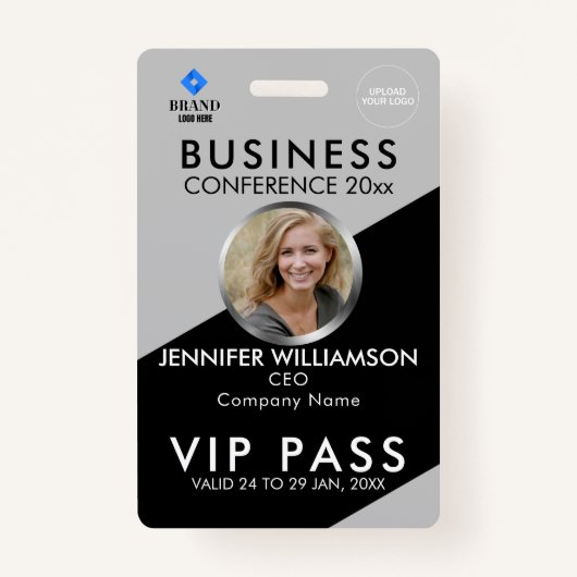 Badge Black Grey Business Conference Exhibition ID photo (Devant)