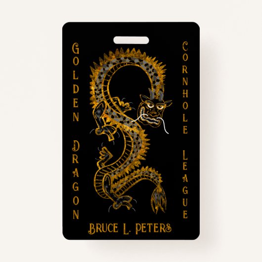 Badge Black Grey Gold Dragon Cornhole League (Devant)