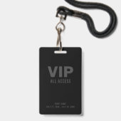 Badge Black Grey VIP All Access Event Pass (Avant avec lanière)