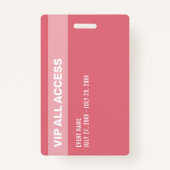 Badge Black Pink Parties scintillant VIP All Access Pass (Dos)