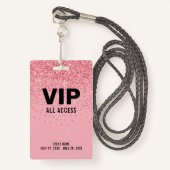 Badge Black Pink Parties scintillant VIP All Access Pass (Devant avec lanière)