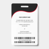 Badge Black Red Wave Business Logo Photo Nom de l'employ (Arrière)