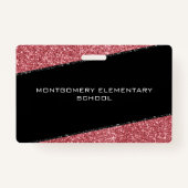 Badge Black & Rose Gold Parties scintillant School Teach (Dos)