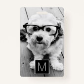 Badge Black White 1 Photo Collage personnalisé Monogramm (Devant)