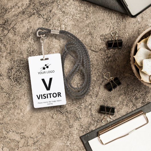 Badge Black White Ajouter votre logo Visiteur