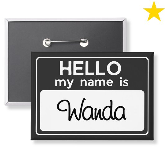 Badge Black White Custom Name Hello My Name Is