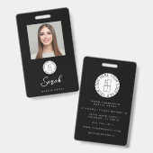 Badge Black White Logo Photo Makeup Employee (Recto et verso)