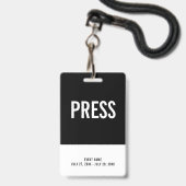 Badge Black & White Press All Access Pass ID d'événement (Avant avec lanière)