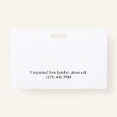 Badge Black White Service Chien 2 Logos et ID photo (Dos)