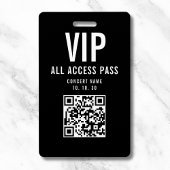 Badge Black White VIP All Access Pass QR Code Concert