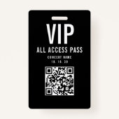 Badge Black White VIP All Access Pass QR Code Concert (Devant)
