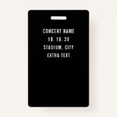 Badge Black White VIP All Access Pass QR Code Concert (Dos)