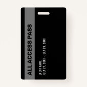Badge Black & White Volunteer All Access Pass ID d'événe (Dos)