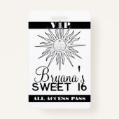 Badge Black White Whimsical Sun Celestiday VIP (Devant)