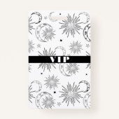 Badge Black White Whimsical Sun Celestiday VIP (Dos)