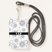 Badge Black White Whimsical Sun Celestiday VIP (Derrière avec lanière)