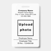 Badge Blanc avec Photo de l'Employé Basé sur le Te (Avant)
