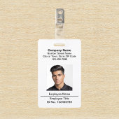 Badge Blanc avec Photo de l'Employé Basé sur le Te