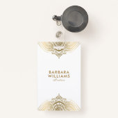 Badge Blanc de Minimalistig et dentelle fleurie d'or (Front with Retractable)