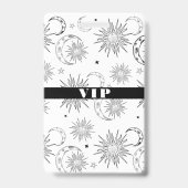 Badge Blanc Noir Fantaisiste Soleil Céleste Anniversaire (Arrière)