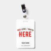 BADGE BLANC PERSONNALISABLE MODERNE DE MARQUE VÉRIFIÉE E (Avant avec clip)