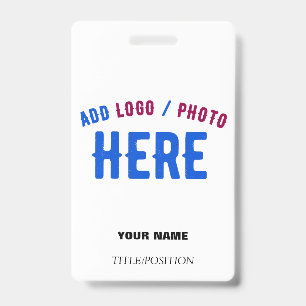 BADGE BLANC PERSONNALISABLE MODERNE DE MARQUE VÉRIFIÉE E