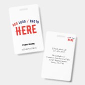 BADGE BLANC PERSONNALISABLE MODERNE ET DE STYLE, MARQUE (Avant & arrière)