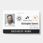 Badge Blanc Propre Ajouter 3 Logos Employé de Bureau (Avant)
