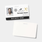Badge Blanc Propre Ajouter 3 Logos Employé de Bureau (Avant & arrière)