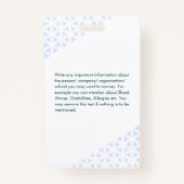 Badge Blanc Turquoise - ID photo employé Motif Abstrait (Dos)