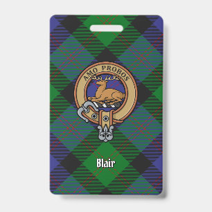 Badge Blason de Clan Blair sur tartan