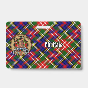 Badge Blason de Clan Christie sur tartan