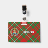 Badge Blason de Clan Gregor sur tartan (Avant avec clip)
