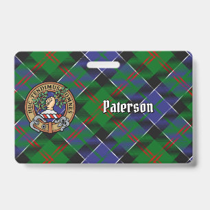 Badge Blason de Clan Paterson sur tartan