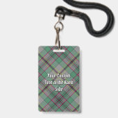 Badge Blason du Clan Craig sur tartan (Arrière avec lanière)
