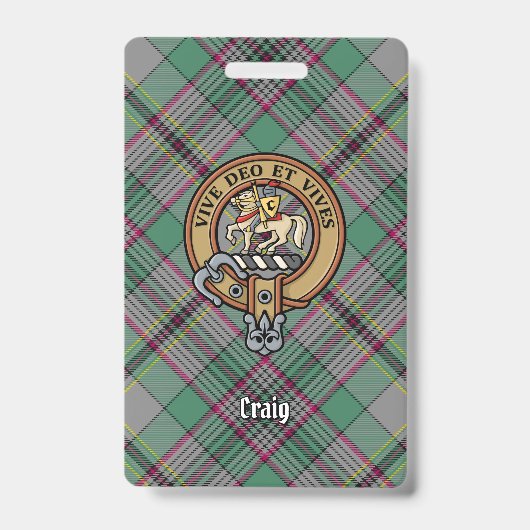 Badge Blason du Clan Craig sur tartan (Avant)