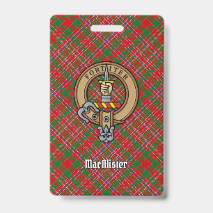 Badge Blason du clan MacAlister sur tartan