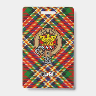 Badge Blason du clan MacGill sur tartan