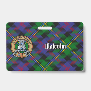Badge Blason du clan Malcolm sur tartan