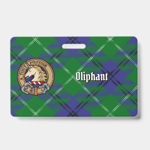 Badge Blason du clan Oliphant sur tartan