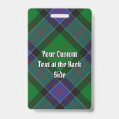Badge Blason du Clan Sinclair sur tartan de chasse (Arrière)