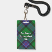 Badge Blason du Clan Sinclair sur tartan de chasse (Arrière avec lanière)