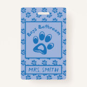 Badge Bleu animaux empreintes de pattes garçons salle de (Devant)