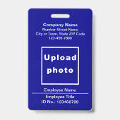 Badge Bleu avec Photo de l'Employé basé sur le Tex (Avant)