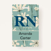 Badge Bleu Blanc moderne marguerite Nom personnalisé RN  (Devant)