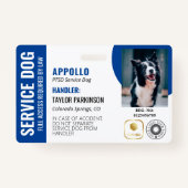 Badge Bleu Blanc Service Chien 2 Logos et ID photo (Devant)